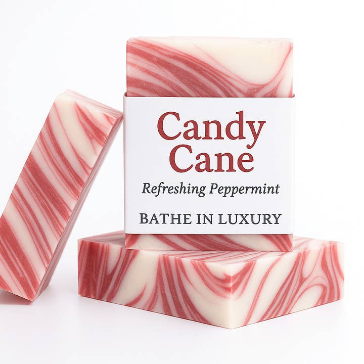 Bathe in Luxury - Wholesale Bar Soap - Candy Cane Soap Bar – Sweet Mint Holiday Cheer