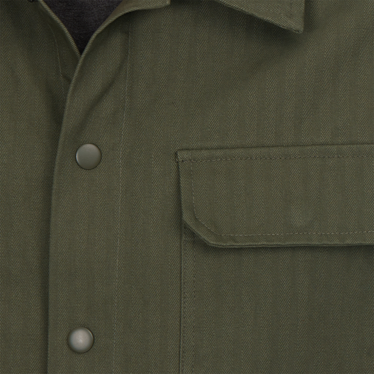PX - Wholesale Button Down Shirt - Men's - Hassan Olive Cotton Tonal Herringbone Sna Work Shirt Shacket2