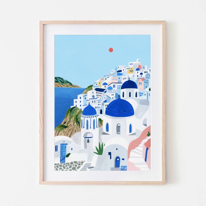 Santorini, Greece Travel Art Print - Unframed for wholesale by Amber Davenport Art
