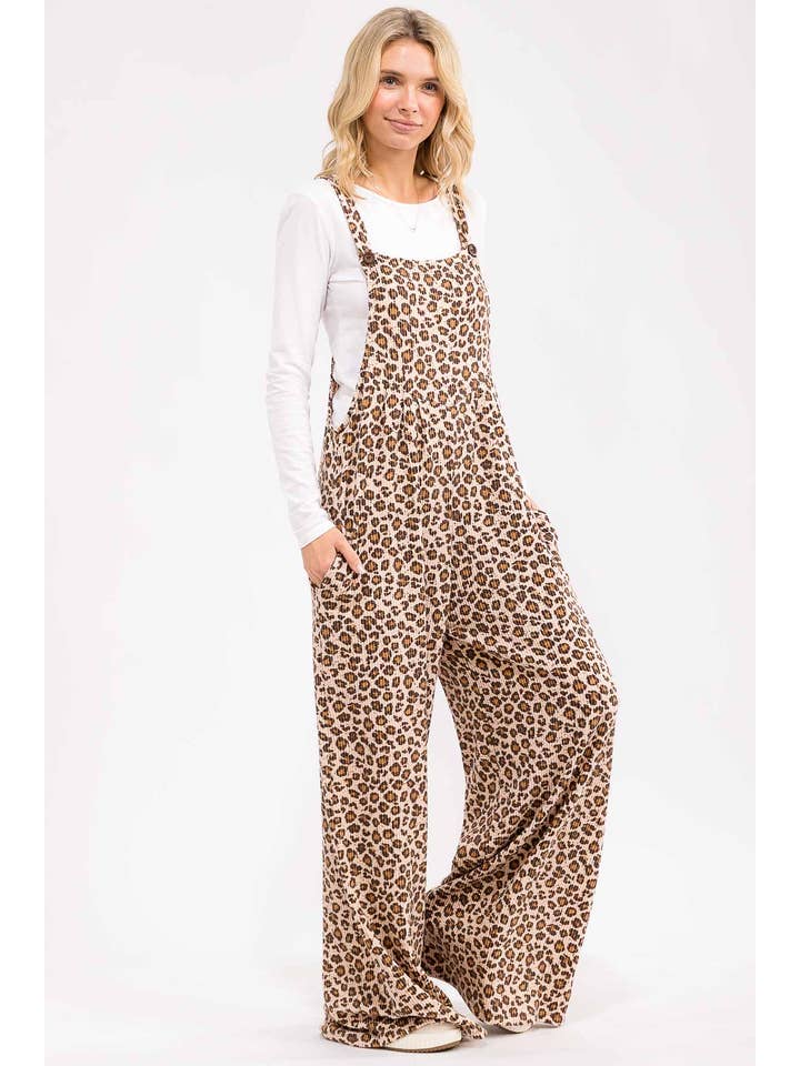 As Shown Leopard Print Wide Leg Overall Jumpsuit J6106 for wholesale on Faire2