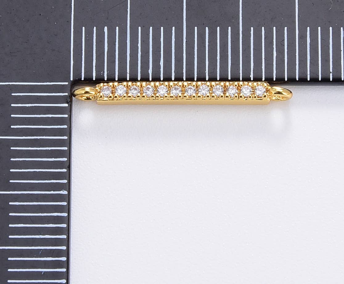 Beads Creation - Vente Breloques/médailles personnalisées - Connecteur rectangulaire minimalist pavé en or rempli CN3612