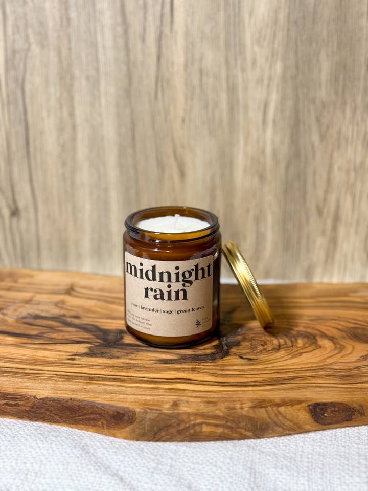 Midnight Rain - 100% Soy Wax Candle for wholesale by Sage Candle Co.