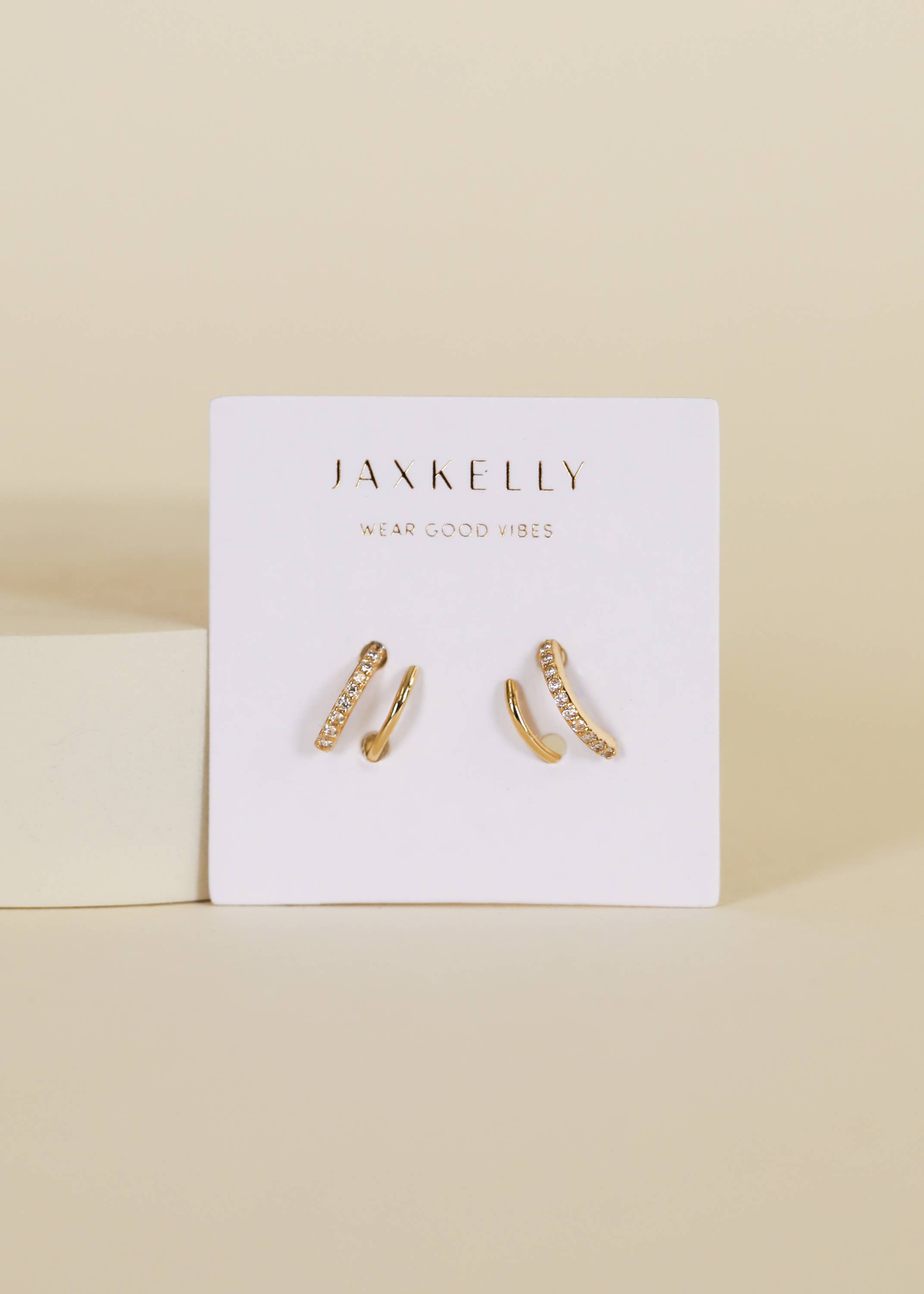 JaxKelly - Wholesale Hoop Earrings - Pave Spiral - Gold Earrings