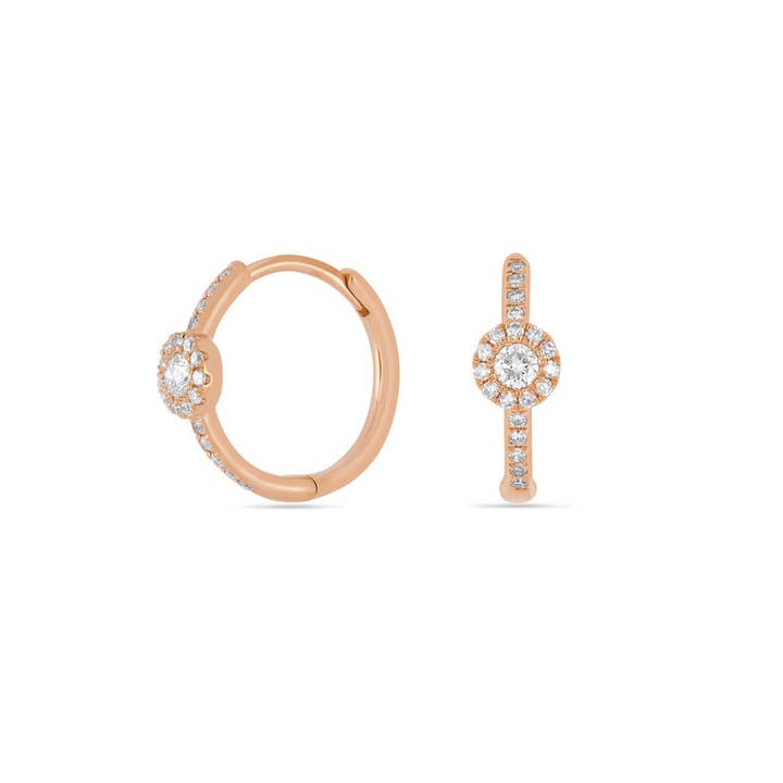 Leaf Jewelry – wholesale Hoop-örhängen – Pave II ringörhängen, 14k roséguld och diamanter