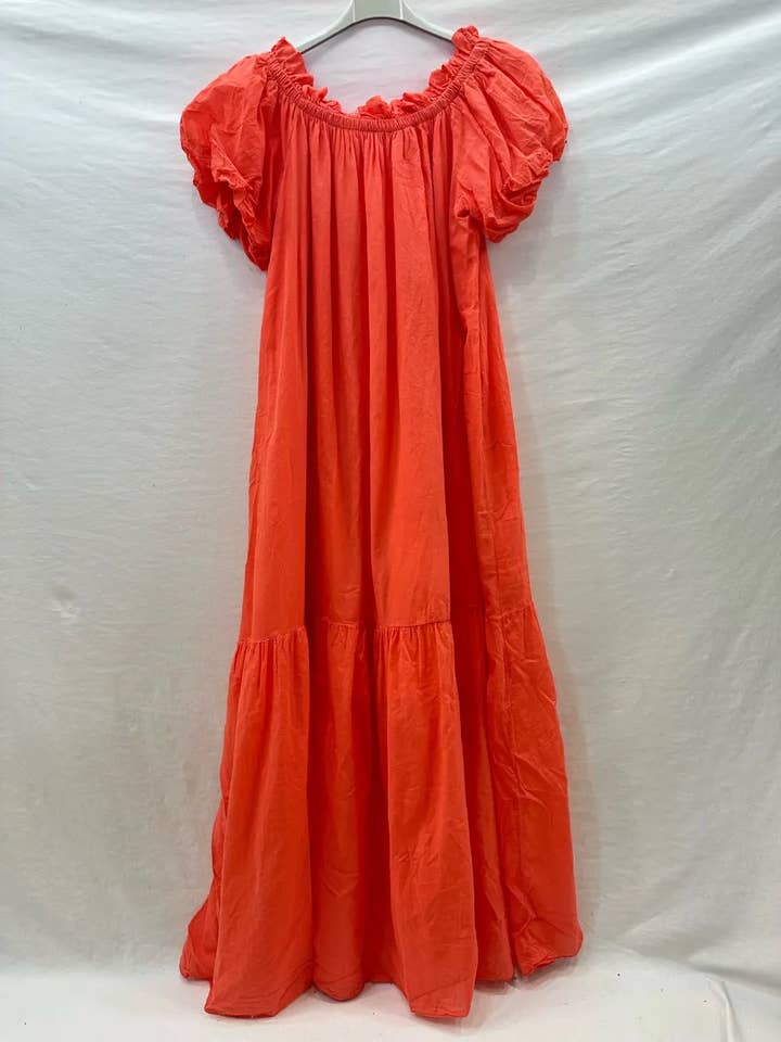 Mimi & Gogo - Wholesale Jurk - Dames - Lange Jurk van Katoenen Voile met Volants @27043_RLDouble2