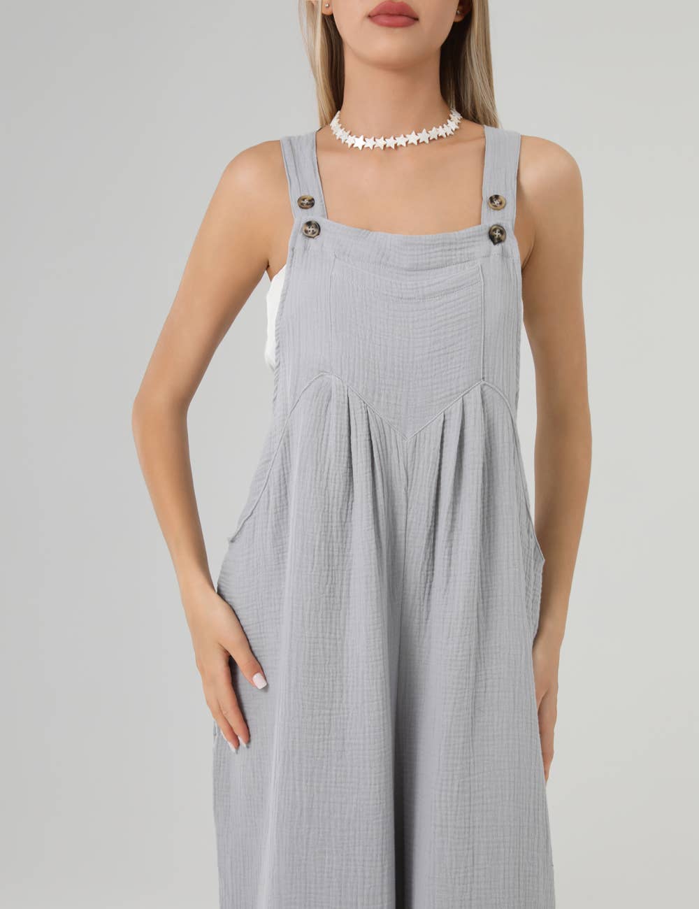 Sweetkama - Venta al por mayor Peto - Mujer - Mono suelto de crepé liso para mujer SKJ16221