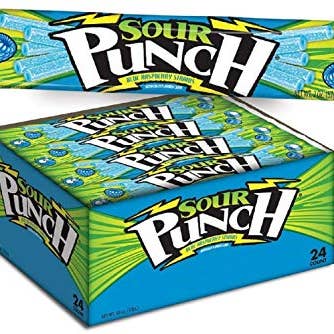 Shop The King - Wholesale Gummy - Sour Punch Straws Sweet & Sour Blue Raspberry Soft Chewy Candy (24 Pack)