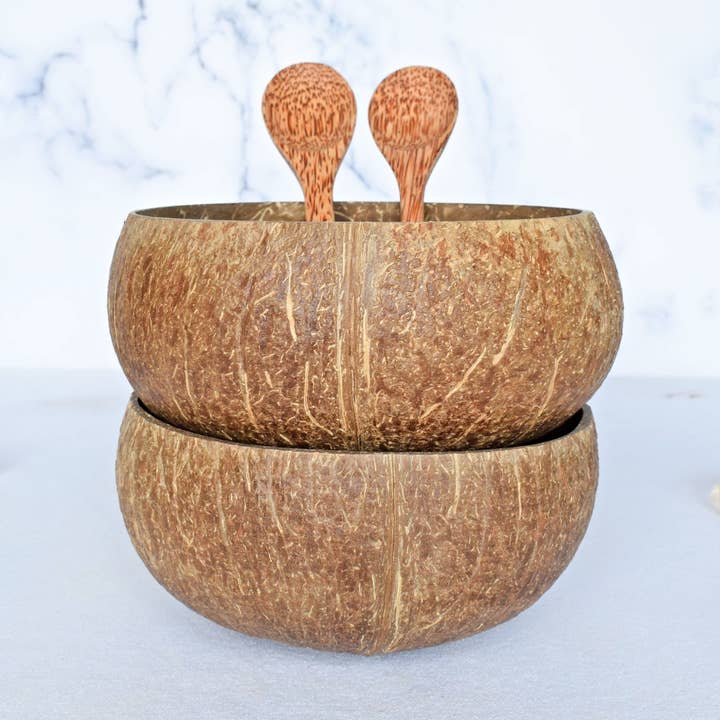 Duo Gift Pack Large | 2 Rough Coconut Bowls + 2 Spoons for wholesale by PACKAWIN