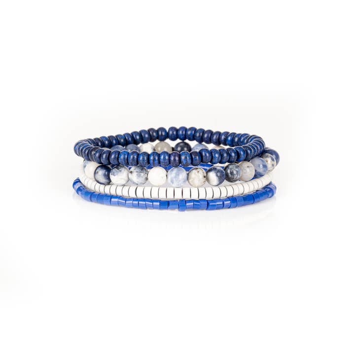 Midnight Ocean Men’s Beaded Bracelet Set for wholesale by The Dark Men