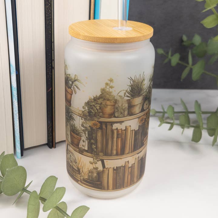 Lata de Café Literário 16oz Para Leitores - Designs para Livrarias por atacado de Botanically Bookish