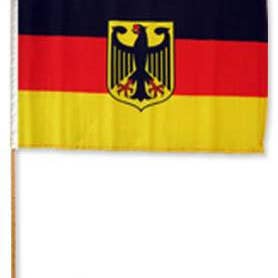 Germany With Eagle 12in x 18in Mounted Stick Flag for wholesale by 1-800 Flags
