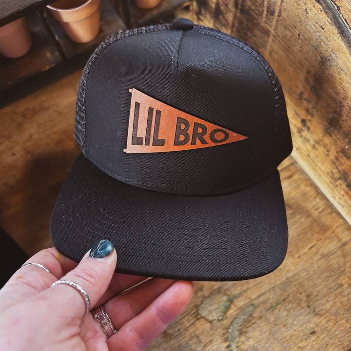 Left Grain - Wholesale Kids Hat - Kids - Big Bro and Lil Bro Pennant Leather Patch Kids Hat4