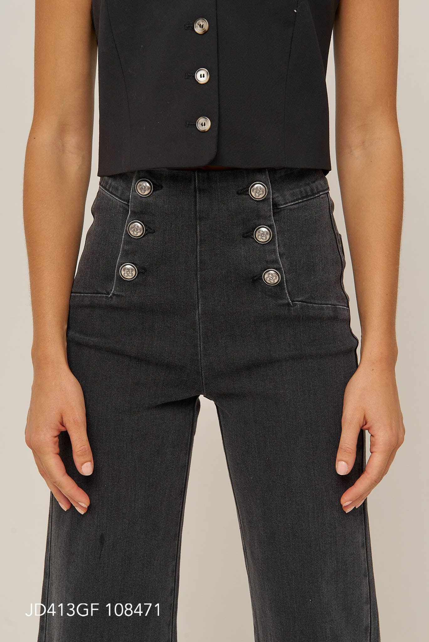 Oraije Paris - Vendita all'ingrosso Jeans - Donna - Jeans larghi Victorine a 6 bottoni8