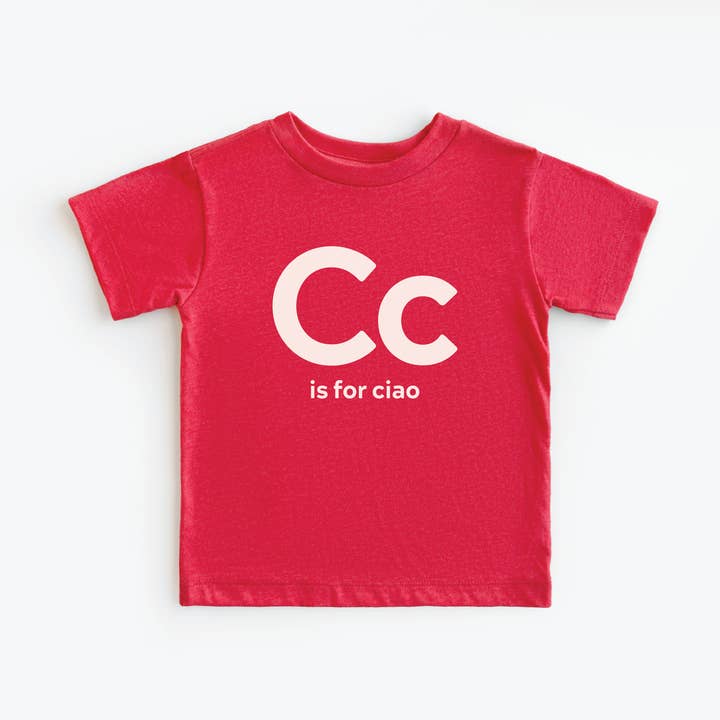C is for Ciao | Camiseta de Manga Curta para Criança por atacado de Small Screen Studios