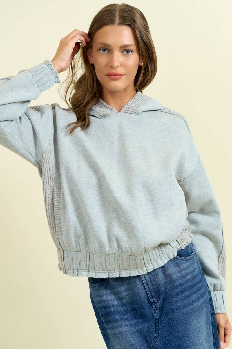 Doe and Rae - Wholesale Sweatshirt - Women's - BRUSHED TERRY MIX MEDIA BLOCK SWEATSHIRT - 45366T10