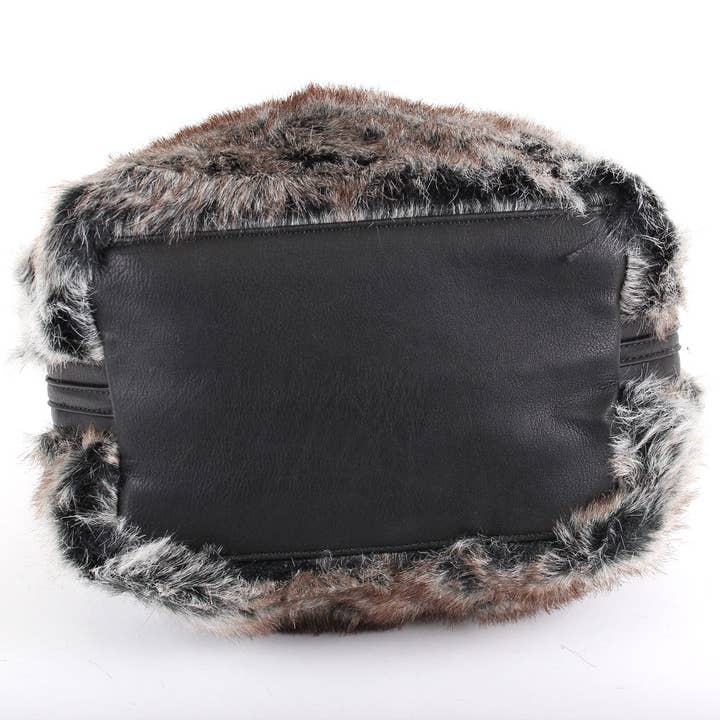BR BLK 64632 Tricolor Faux-Fur Hobo Shoulder Bag for wholesale on Faire