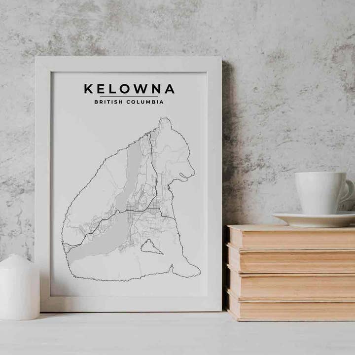 Kelowna, Bear map print for wholesale by Line Point Design