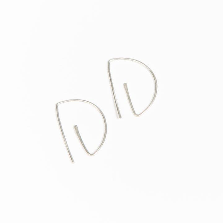Half Moon Threader Hoop Earrings in Sterling Silver for wholesale by Forai