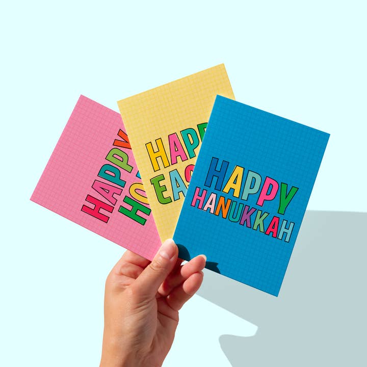 Joanne de Pace Design Studio - Wholesale Hanukkah Card - 'Happy Hanukkah' A6 Fun Greeting Card2