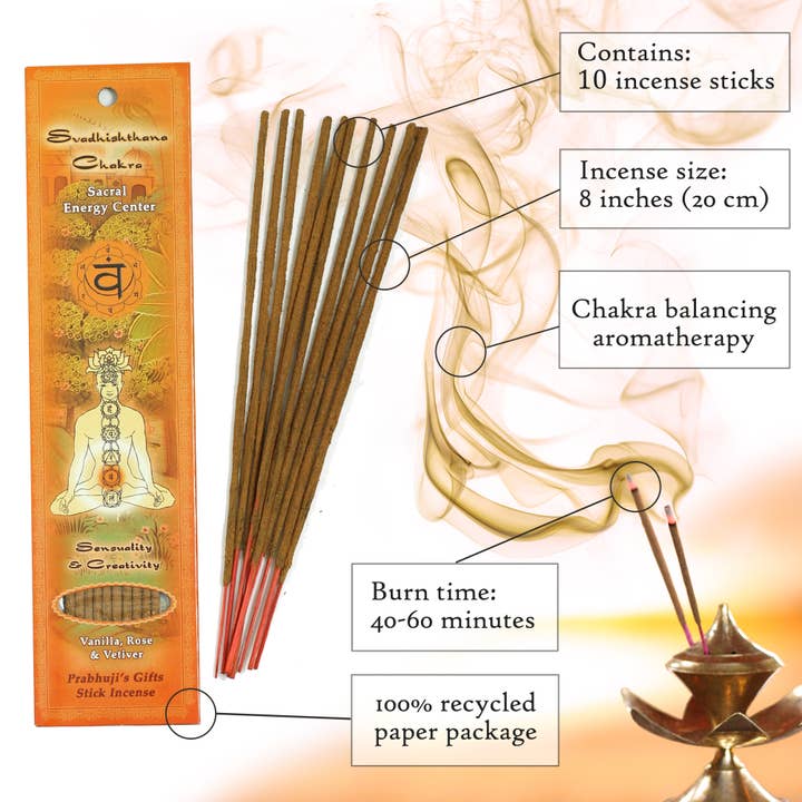 Prabhuji's Gifts - Wholesale Incense - Incense Sticks Sacral Chakra Svadhishtana - Sensuality and Creativity2