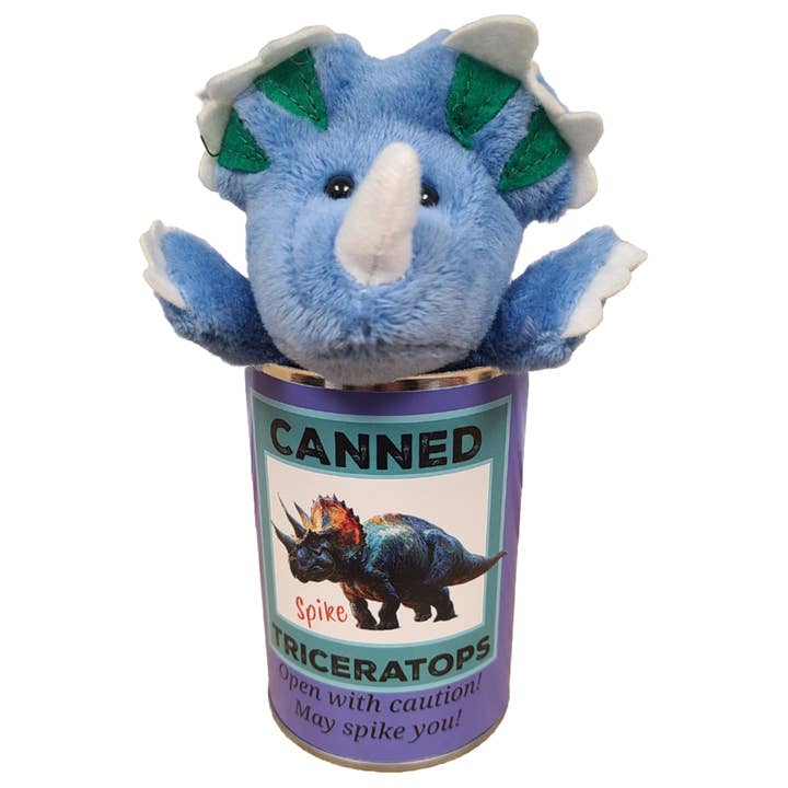 Canned Gifts - Wholesale Stuffed/Plush Toy - Kids & Baby - Spike the Canned Triceratops Dinosaur Plush w/Funny Jokes3