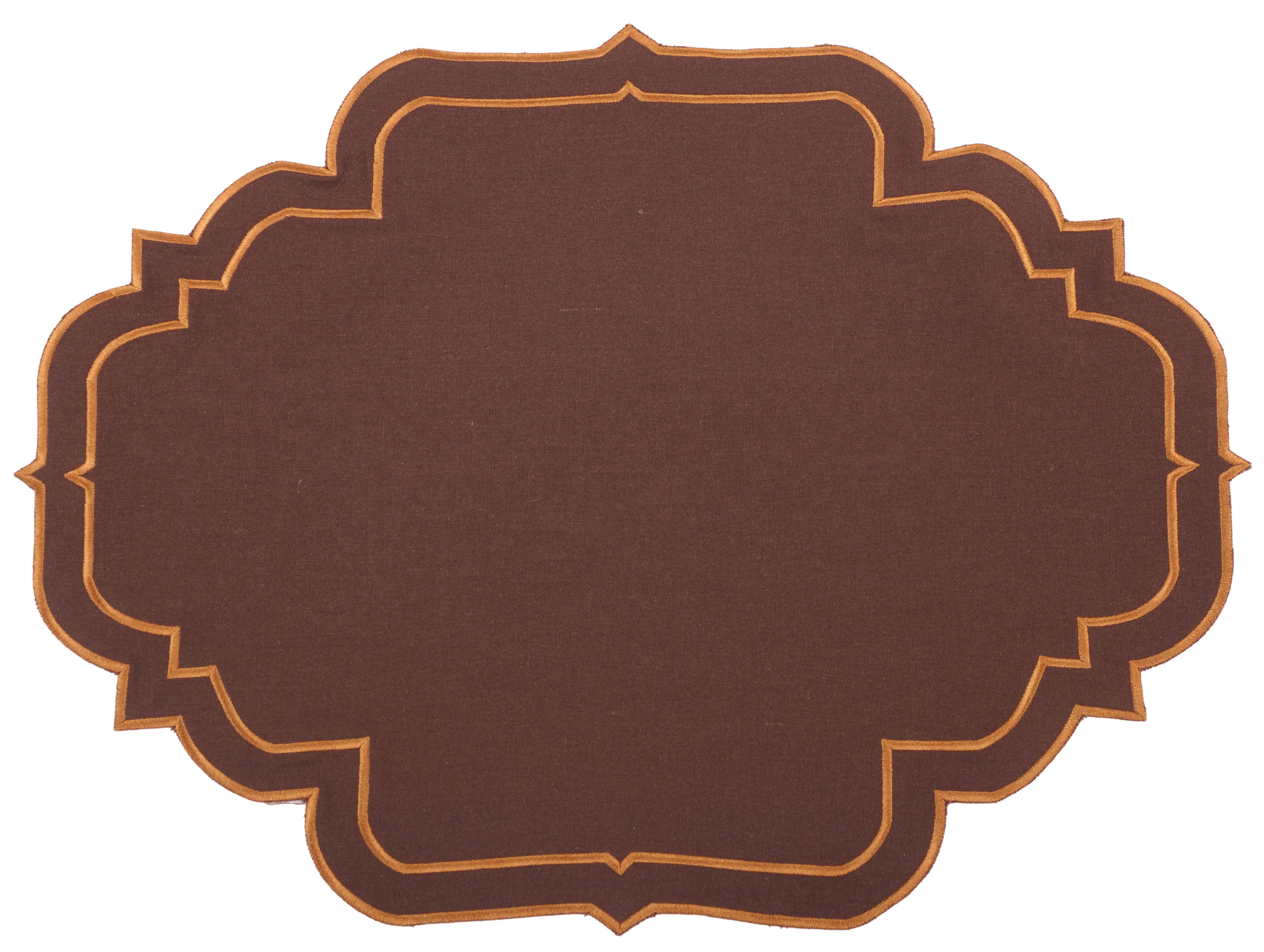 The Enchanted Home - Wholesale Placemat - Augusta Brown & Orange Trim PLACEMAT & NAPKIN0