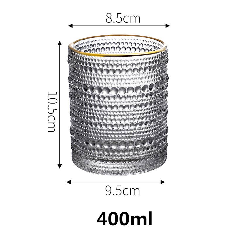 Our Dining Table - Wholesale Drinking Glass/Cup - Classic Stunning Beads Pattern Glassware with Gold Rim3