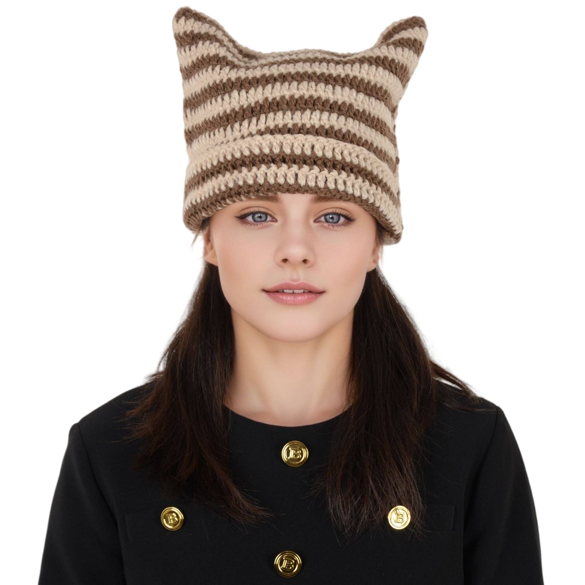 AK Brand - Wholesale Beanie - Women's - Vintage Crochet Cat Ear Slouchy Beanie Hat for Women6