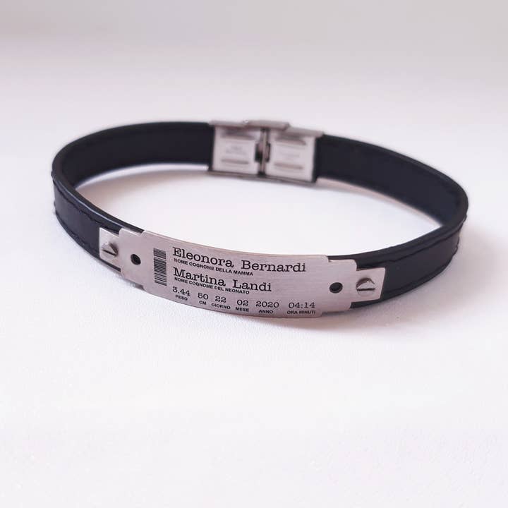 M di Martina - Wholesale Retailer Sample - Jewelry - Birth Bracelet with Stitched Leather “Customizable”2