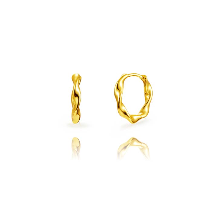 Hoop Earrings - Spiral - 19mm - Gold Plated and Rhodium Plated Silver for wholesale by Plata y Minerales