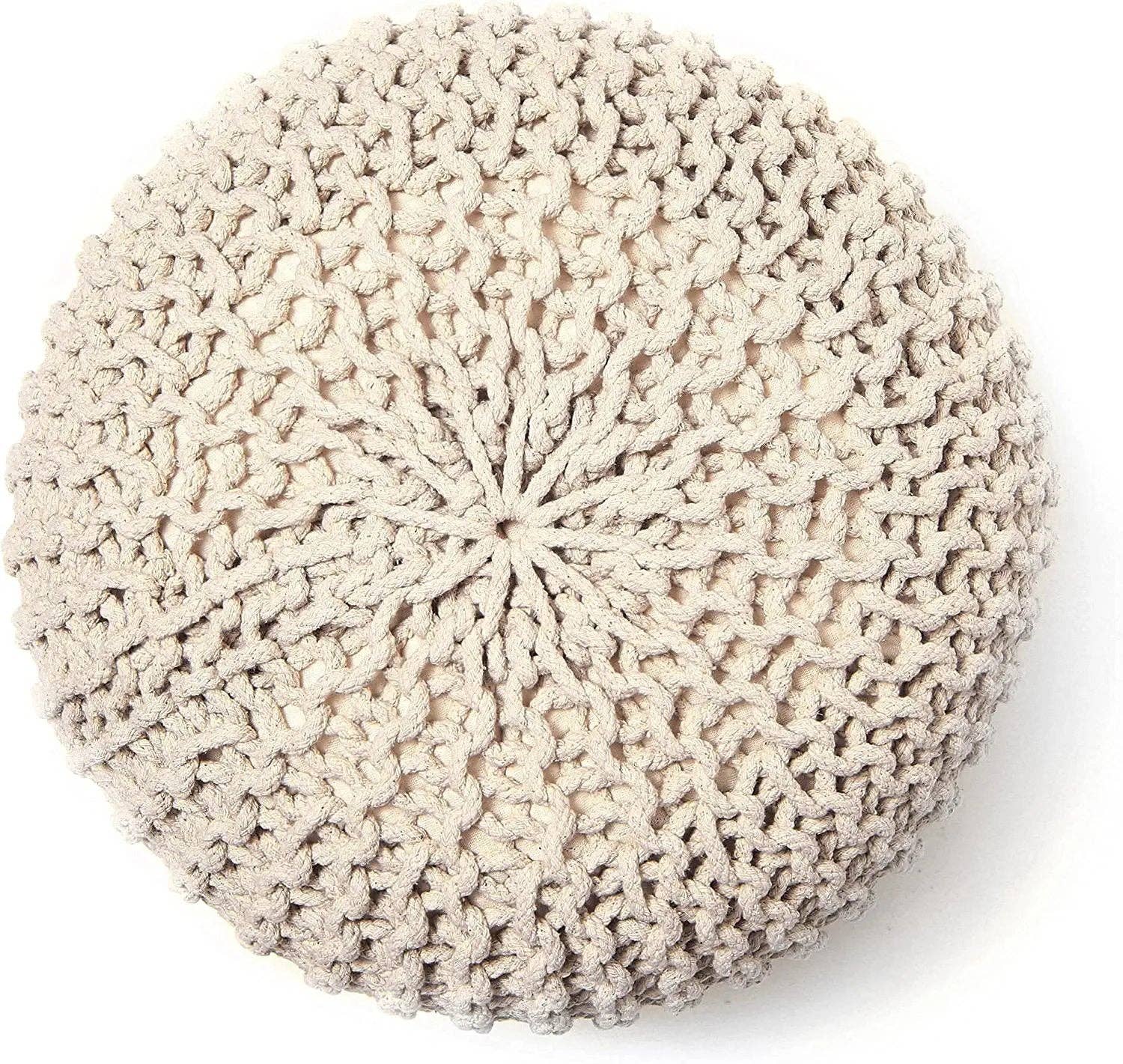REDEARTH Round Pouf (19.5" x 19.5" x 14") - Ivory for wholesale on Faire4