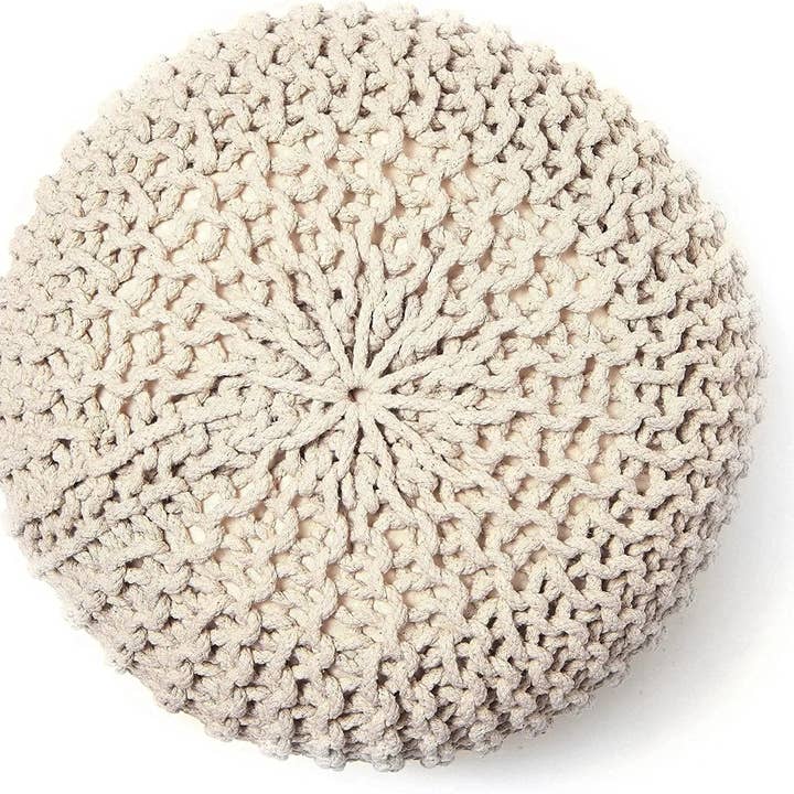 REDEARTH Round Pouf (19.5" x 19.5" x 14") - Ivory for wholesale on Faire4