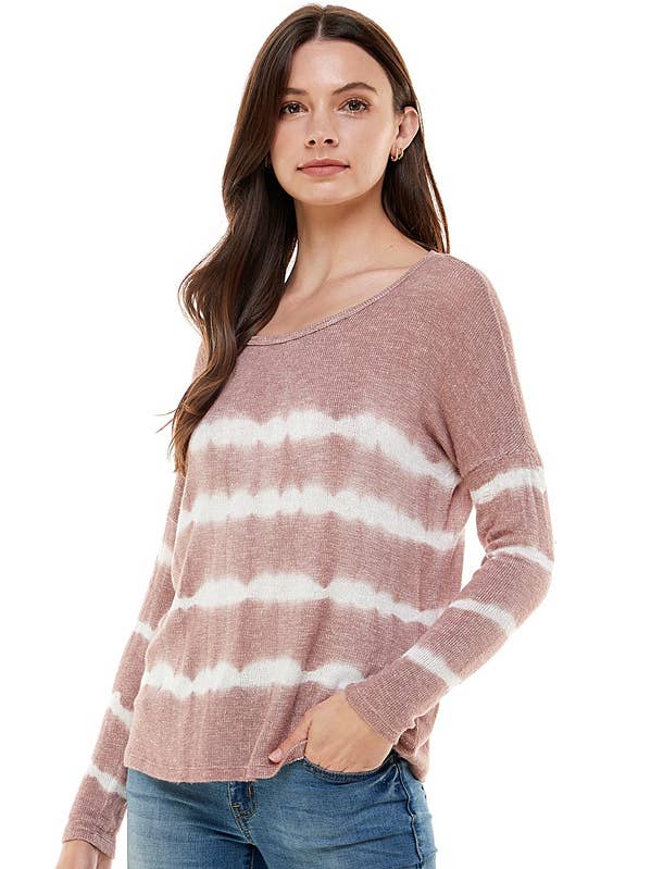 Tie Dye Round Neck Long Sleeve Top for wholesale by T-Party
