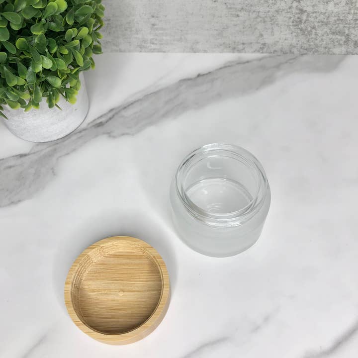 Hippotanicals - Wholesale Jar - Frosted Glass Jar with Bamboo Lid -100g/3.5 oz