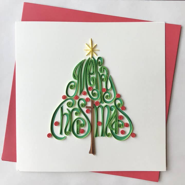 Glædelig Juletræ Quilled Card for engroshandel hos Poppin Cards and Gifts