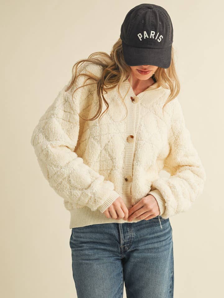 &MERCI - Wholesale Cardigan - Women's - FUZZY KNIT HOODIE CARDIGAN MSW109416