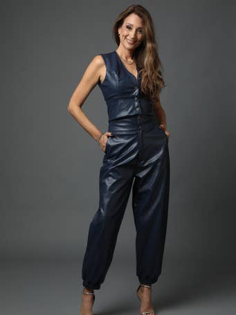 Blå Komplett läderliknande outfit för wholesale av YAELA