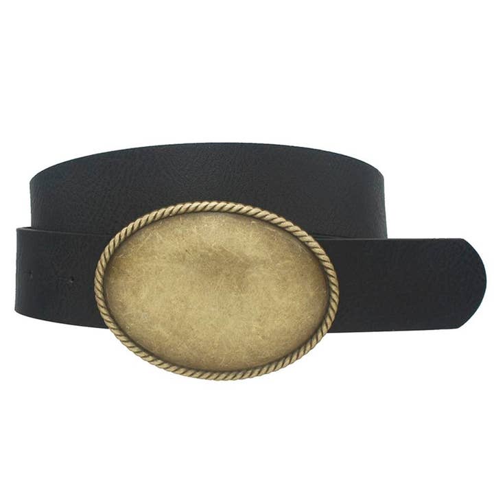 anbfashion - Wholesale Belt - Women's - Rope Trimmed Simple Oval Buckle Belt IW-36008AGO