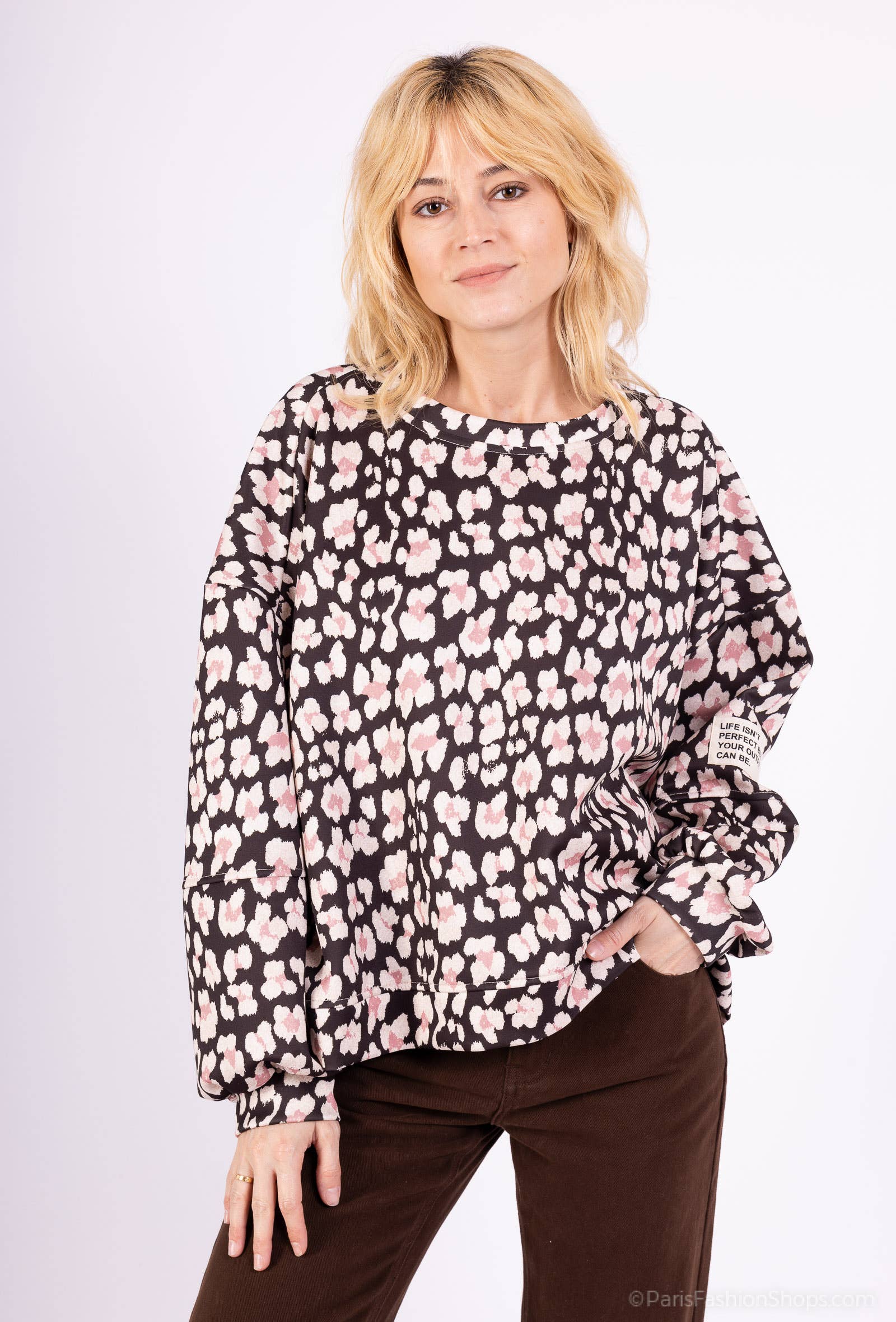 L'Emotion - Wholesale Sweatshirt - Women's - Large Stretch Sweatshirt Round Neck Comfort Floral Pattern5