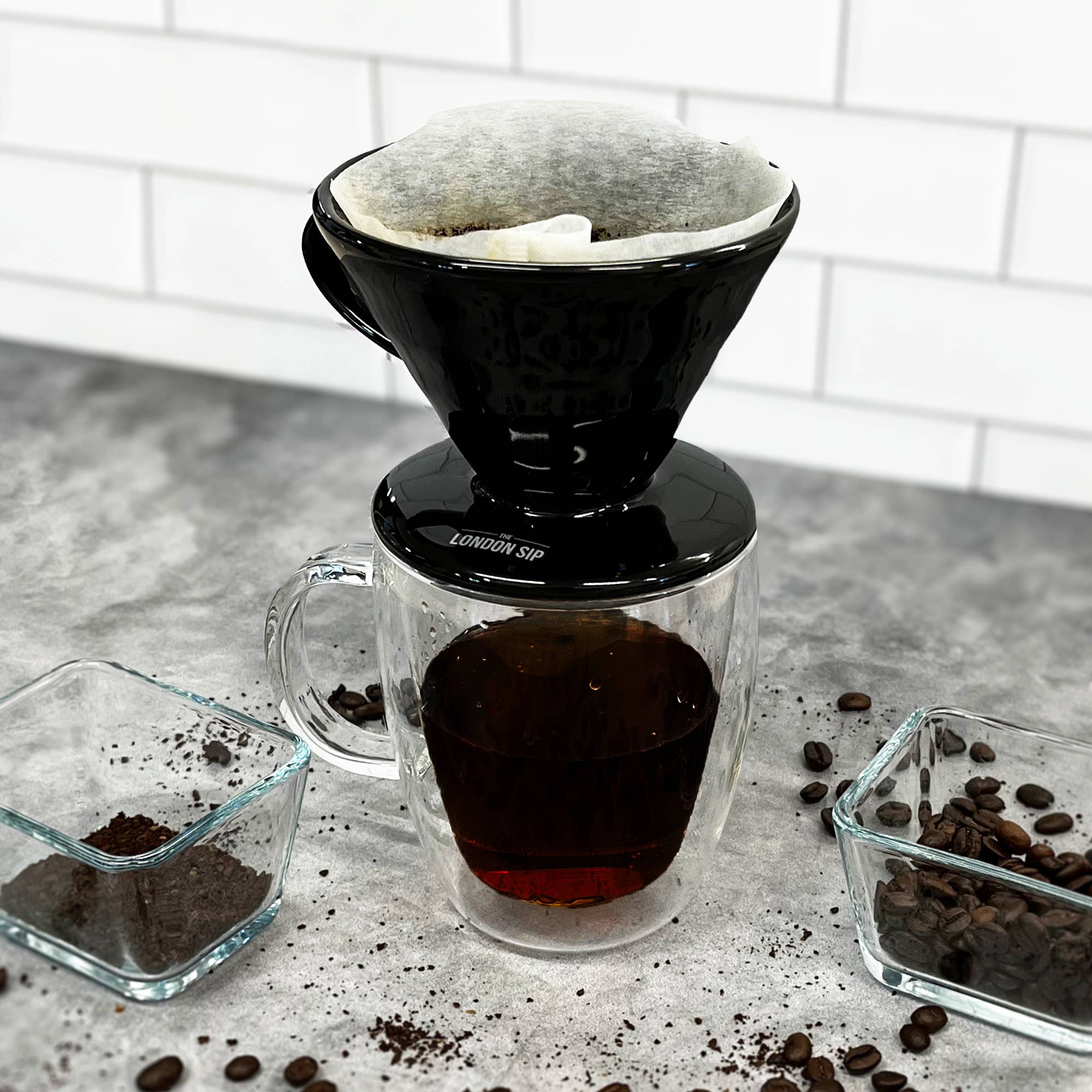 Kitchen Supply - Wholesale Pour Over & Dripper - London Sip Ceramic Coffee Dripper, 1-2 Cup, Black2