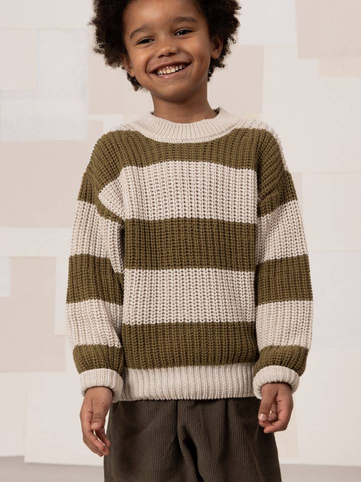 Light grey and olive sweater Marcelo for wholesale by Studio Bohème Paris
