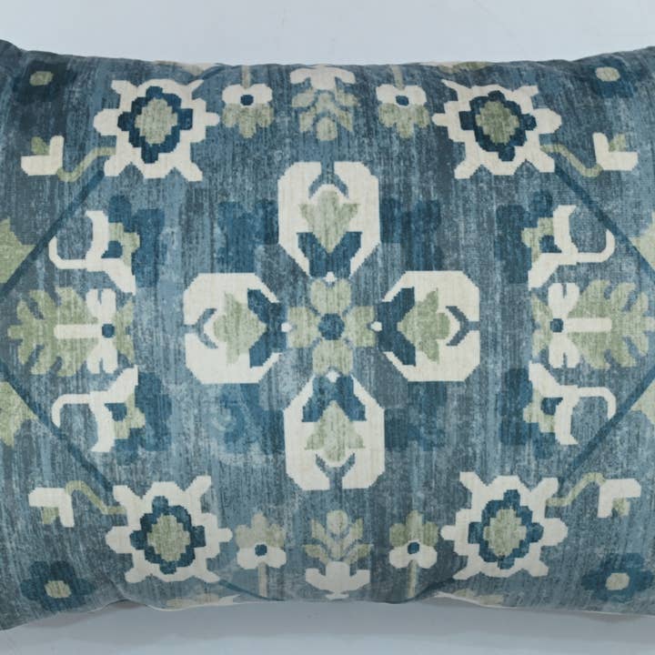 Indriya Home - Wholesale Lumbar Pillow - Gloss printed lumbar cushion - Royal blue & Sea Green0