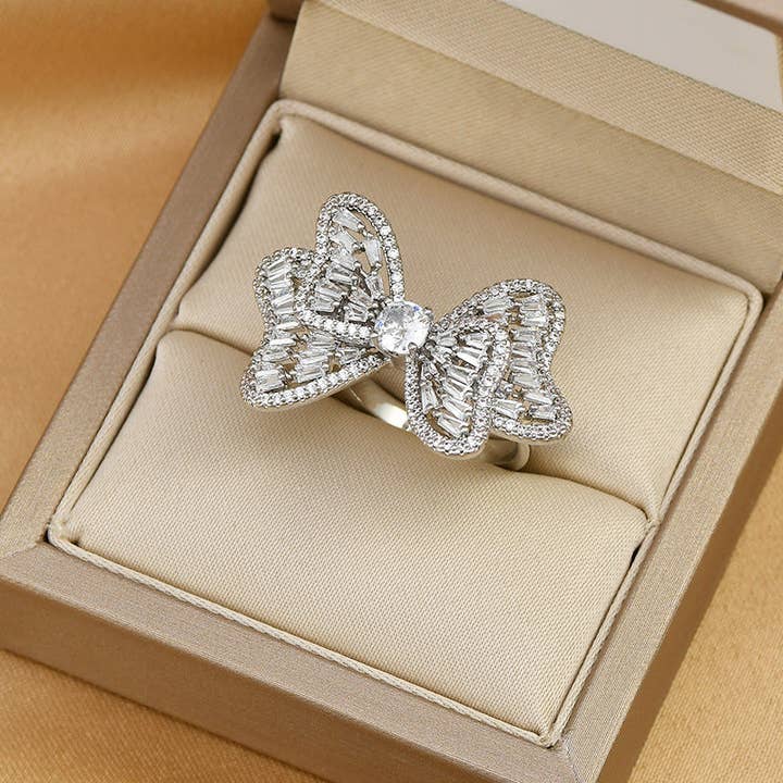 Ole - Wholesale Cocktail/Statement Ring - Butterfly Alloy Cubic Zirconia Ring R2663