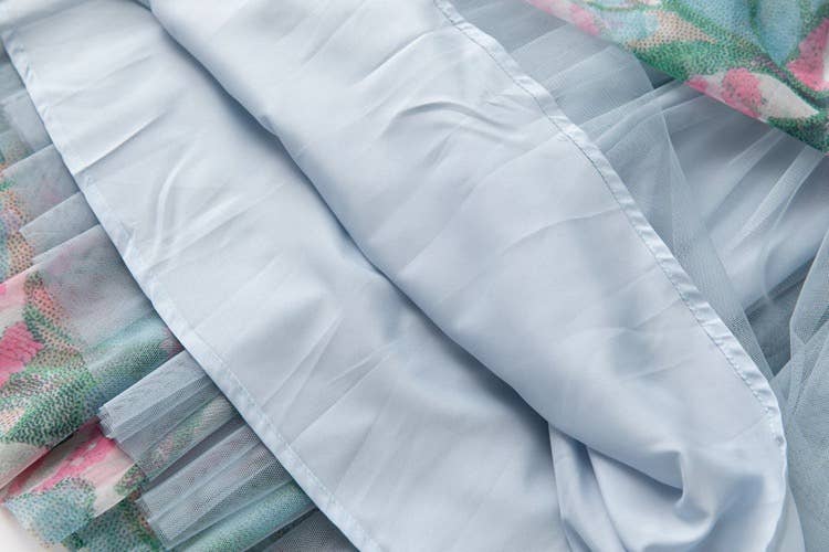 Color as pictures DR592Y Hand-Printed Lotus Leaf Lace Dress with Beaded Detail for wholesale on Faire15