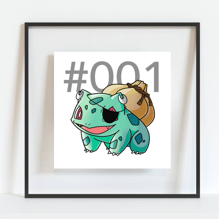 Bulbasuar Pokemon Pirate Gamer Art Print for wholesale by Colour Me Fun