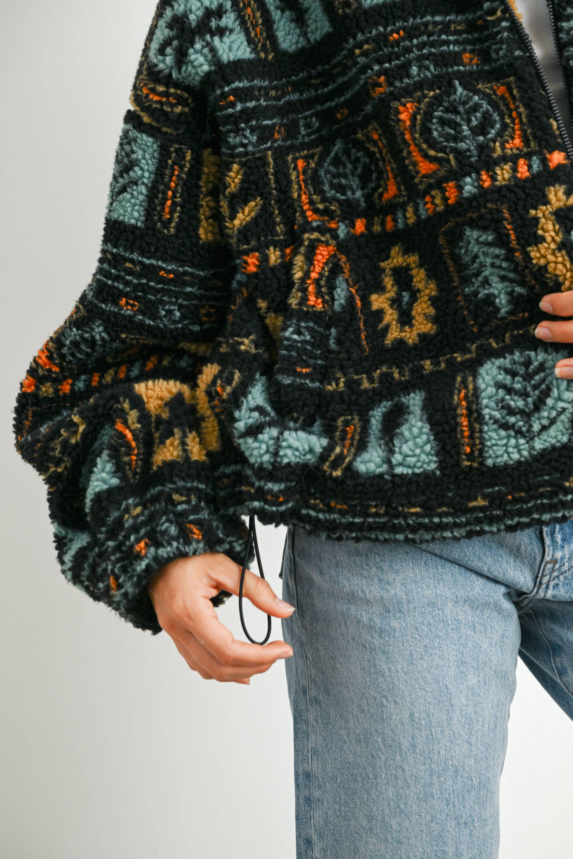 BLACK MULTI Zip-Up Polar Fleece Mock Neck Long Sleeve Jacket - BMJ7842 for wholesale on Faire16