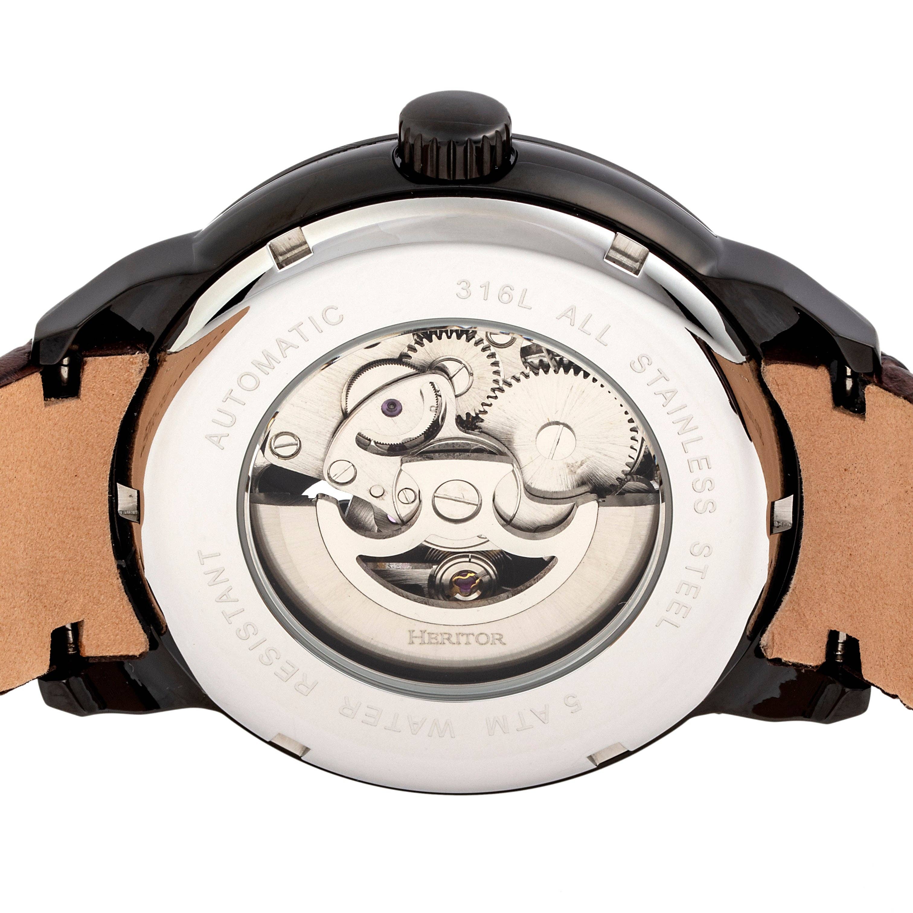 Heritor Automatic - Wholesale Wrist Watch - Men's - Heritor Automatic Sanford Semi-Skeleton Leather-Band Watch23