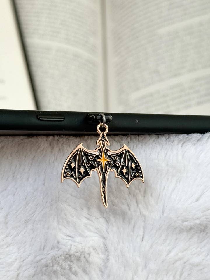 Black Dragon Kindle Charm | USB-C Dust Plug for wholesale by Little Turkey Shoppe