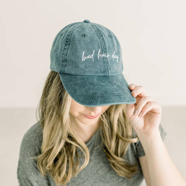 Bad Hair Day Embroidered Pigment-Dyed Baseball Cap for wholesale by jnh+design
