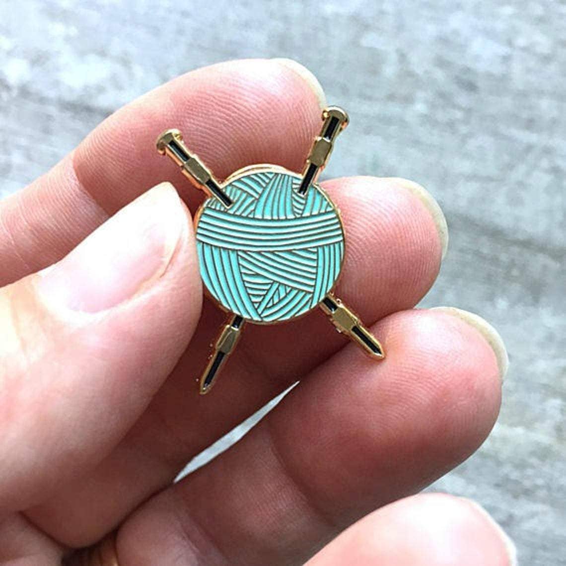 Firefly Notes - Wholesale Lapel Pin/Button - Knitting Needles and Yarn Enamel Pin Flair